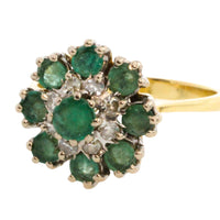 Vintage emerald and diamond cluster ring