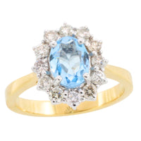 Aquamarine and diamond ring in 18 carat gold-engagement rings-The Antique Ring Shop
