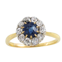 Edwardian sapphire an old cut diamond cluster ring-Antique rings-The Antique Ring Shop