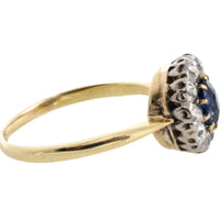 Edwardian sapphire an old cut diamond cluster ring-Antique rings-The Antique Ring Shop