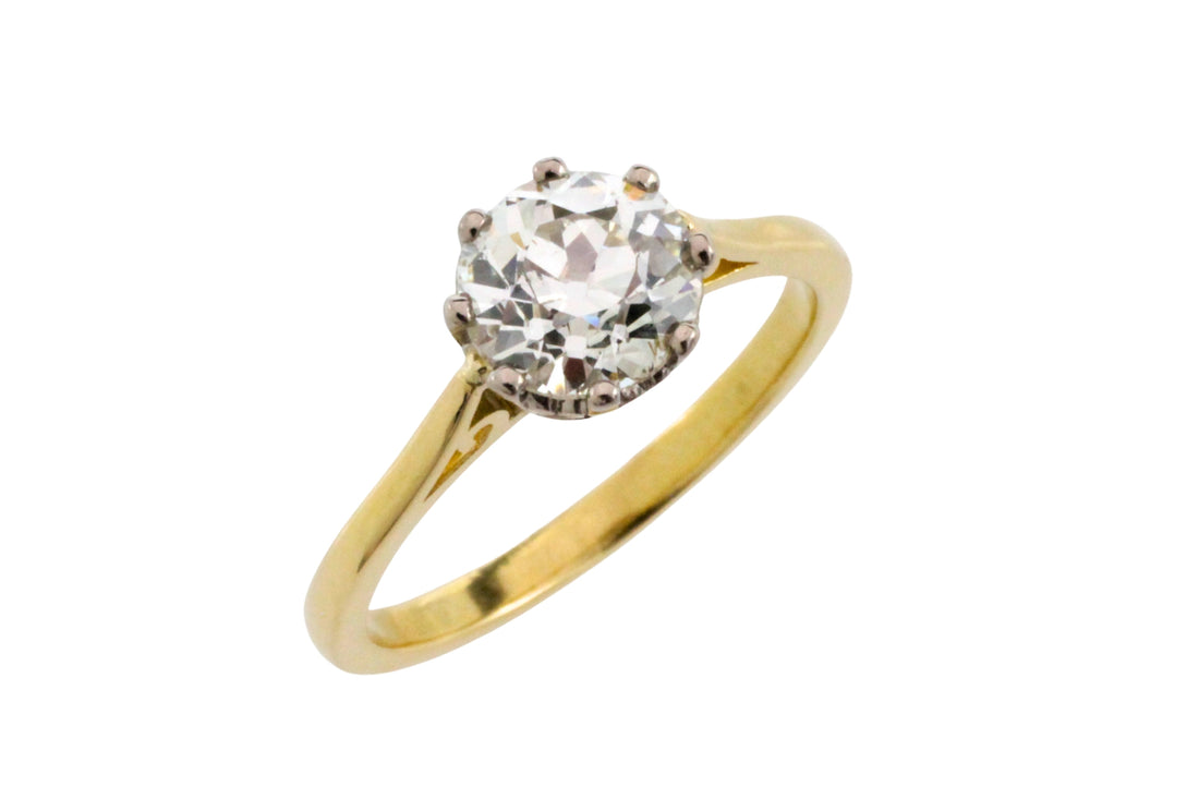Old European cut diamond solitaire ring-engagement rings-The Antique Ring Shop