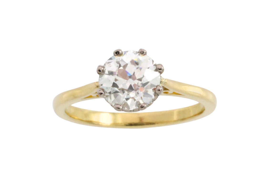 Old European cut diamond solitaire ring-engagement rings-The Antique Ring Shop