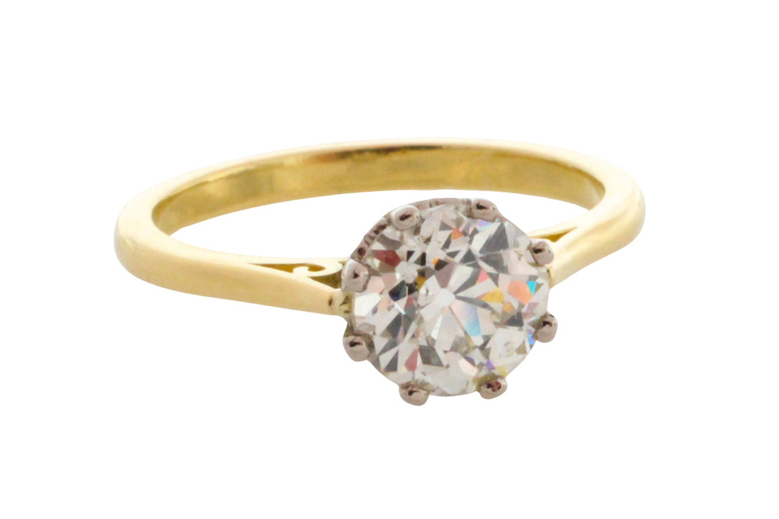 Old European cut diamond solitaire ring-engagement rings-The Antique Ring Shop