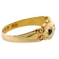 Edwardian sapphire and rose diamond gypsy ring from 1907-Antique rings-The Antique Ring Shop