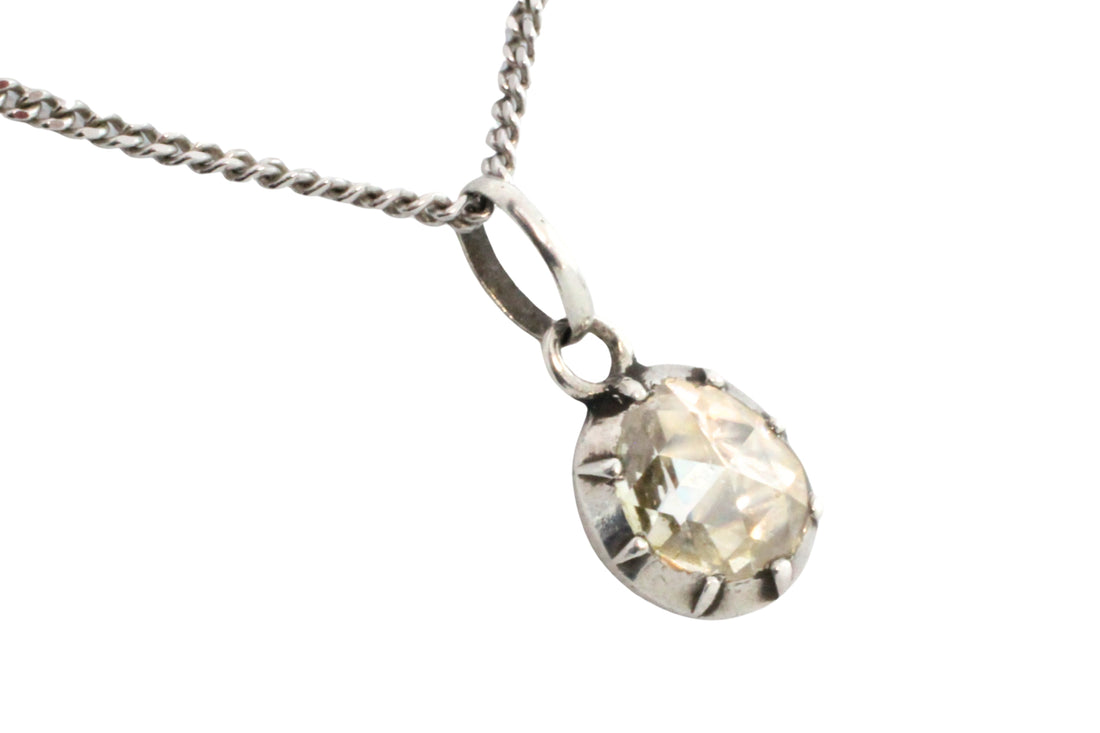 Rose diamond pendant in silver-Pendants-The Antique Ring Shop