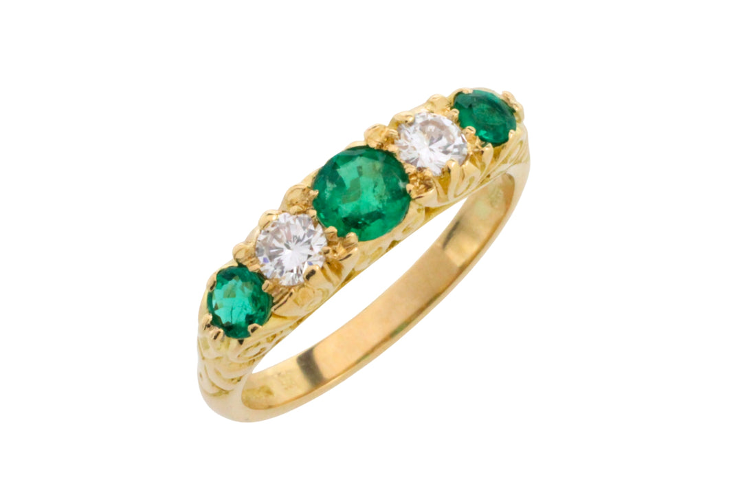 Vintage emerald and diamond ring-Vintage Rings-The Antique Ring Shop