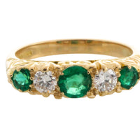 Vintage emerald and diamond ring-Vintage Rings-The Antique Ring Shop