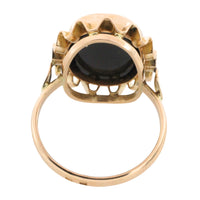 Opal and onyx checkerboard ring-Vintage Rings-The Antique Ring Shop