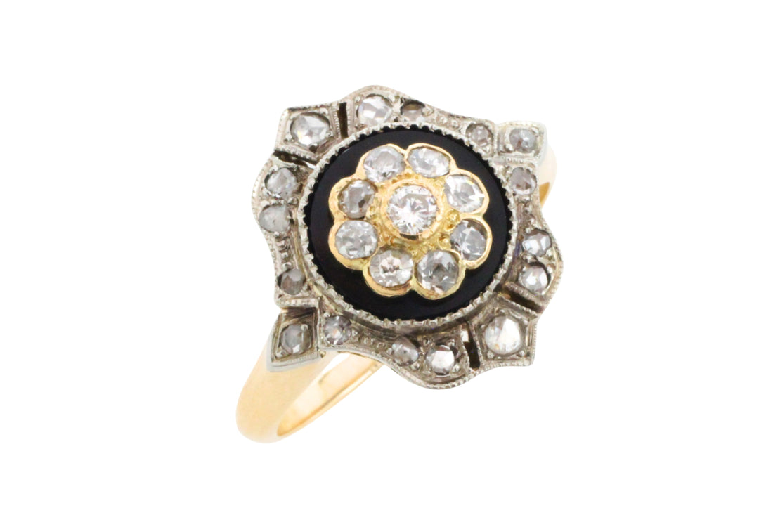Antique onyx and diamond ring