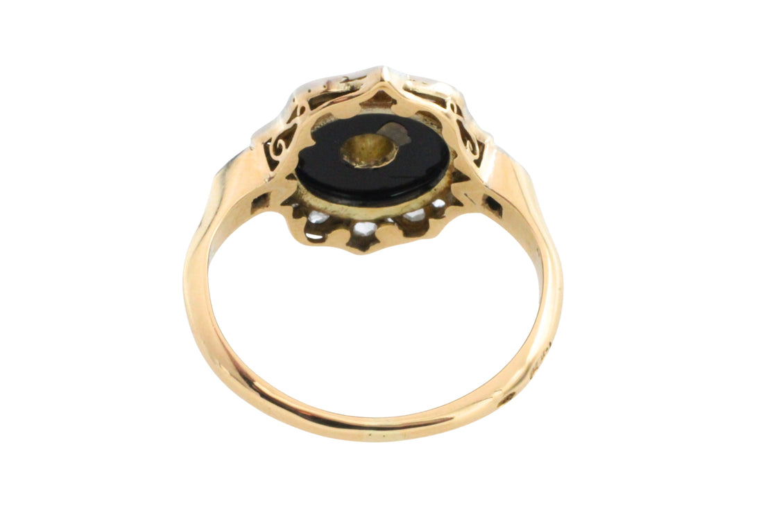 Antique onyx and diamond ring