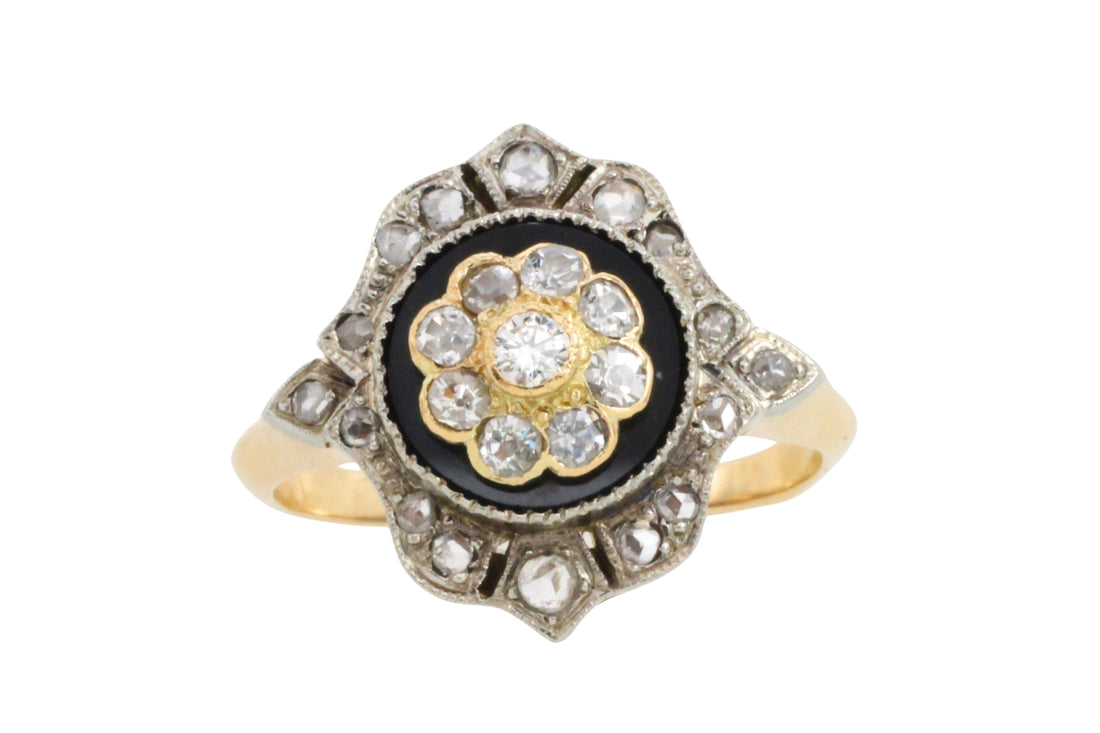 Antique onyx and diamond ring