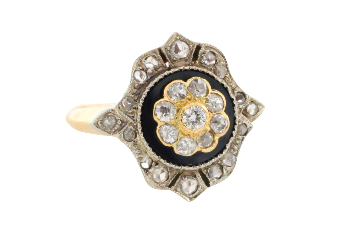 Antique onyx and diamond ring