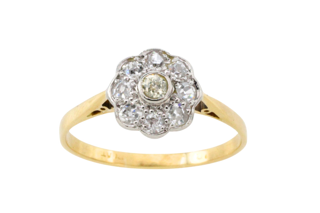 Edwardian old cut diamond cluster ring