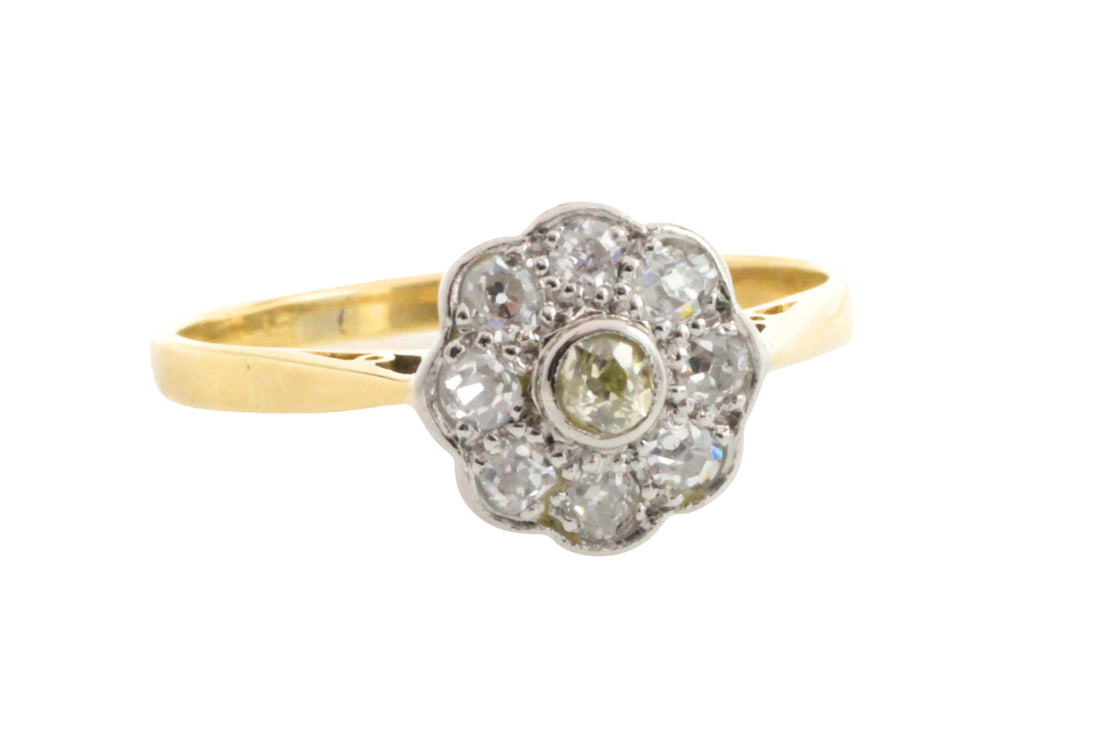 Edwardian old cut diamond cluster ring