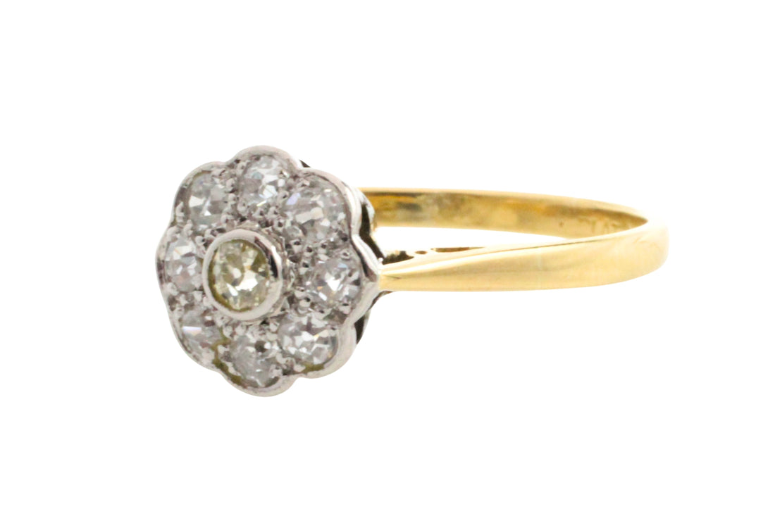 Edwardian old cut diamond cluster ring