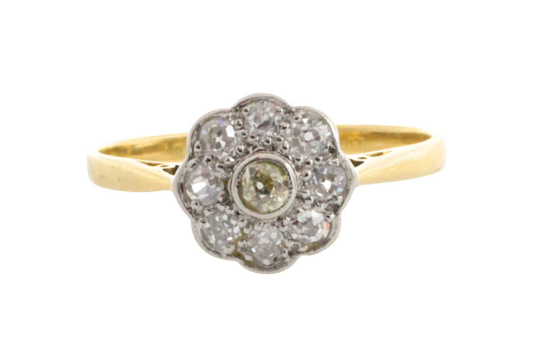 Edwardian old cut diamond cluster ring