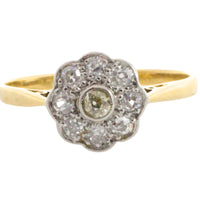 Edwardian old cut diamond cluster ring