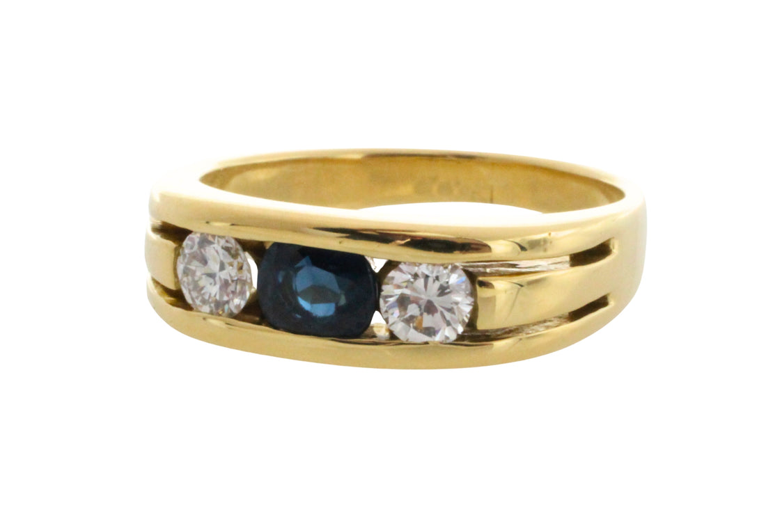 18 carat gold sapphire and diamond ring