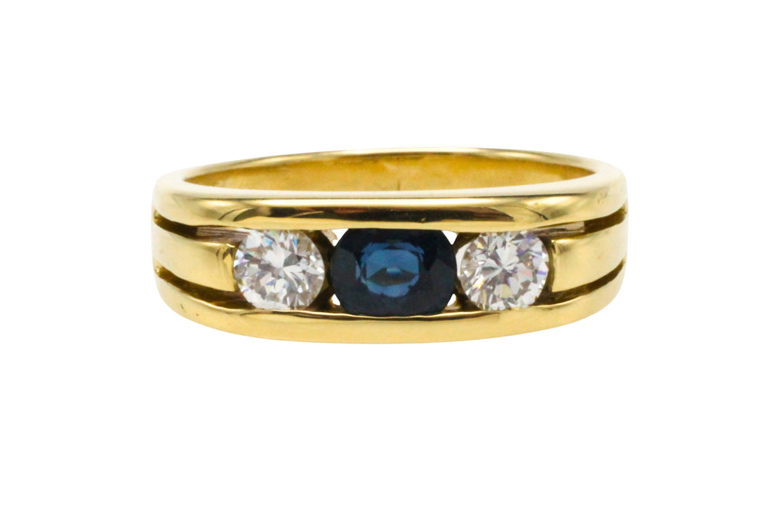 18 carat gold sapphire and diamond ring