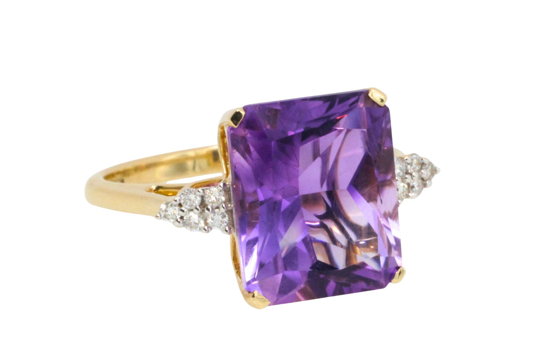 Amatrine and diamond ring in 14 carat gold