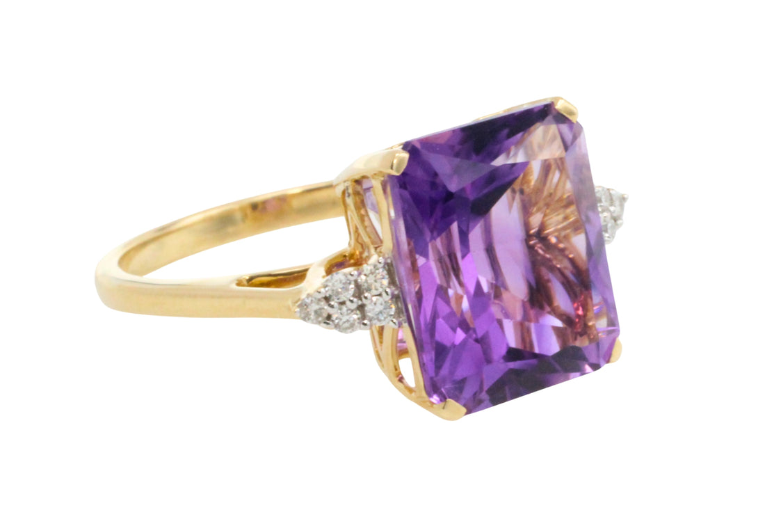 Amatrine and diamond ring in 14 carat gold
