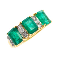 Emerald and diamond ring in 18 carat gold-Vintage Rings-The Antique Ring Shop