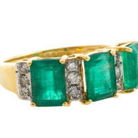 Emerald and diamond ring in 18 carat gold-Vintage Rings-The Antique Ring Shop