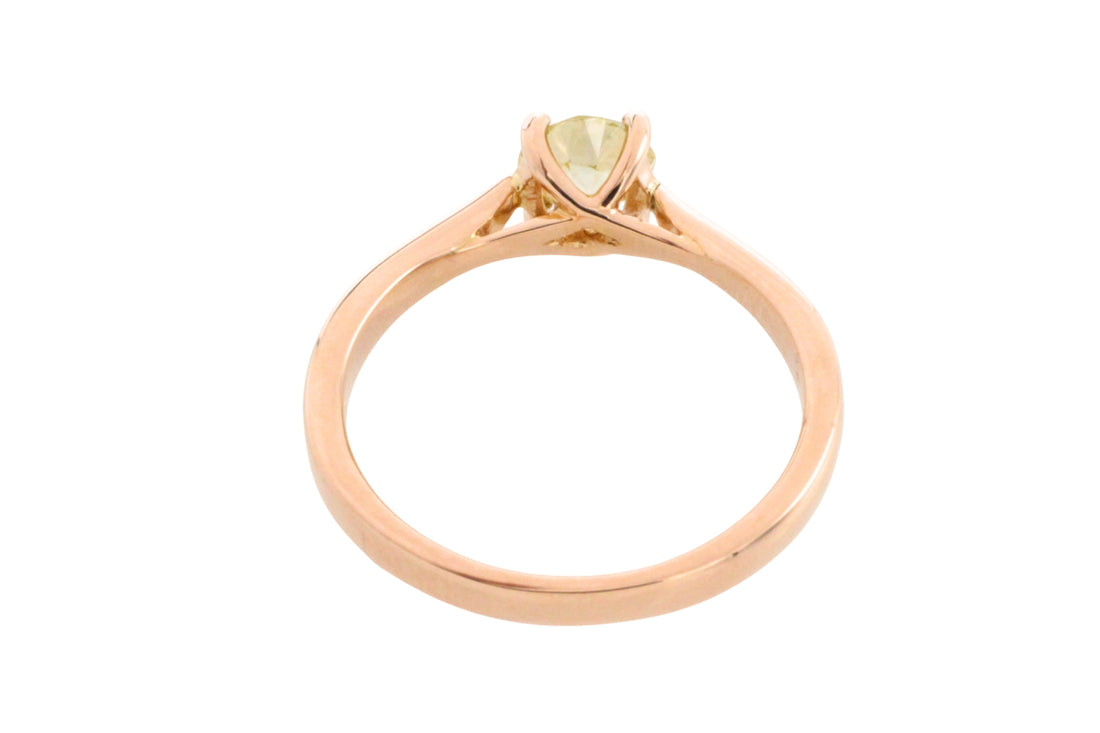 Old cut diamond solitaire ring in rose gold-Vintage Rings-The Antique Ring Shop