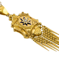 Victorian tassel pendant with enamel and pearl