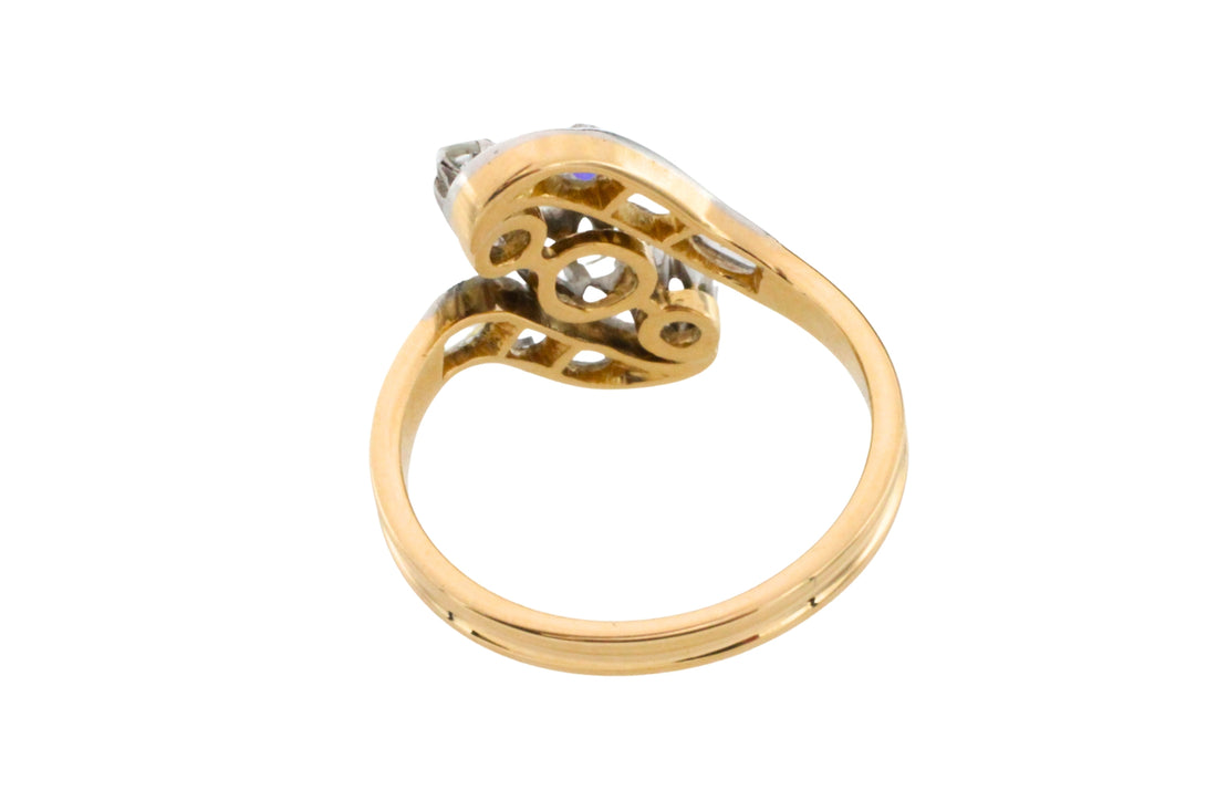 Antique rose diamond swirl ring