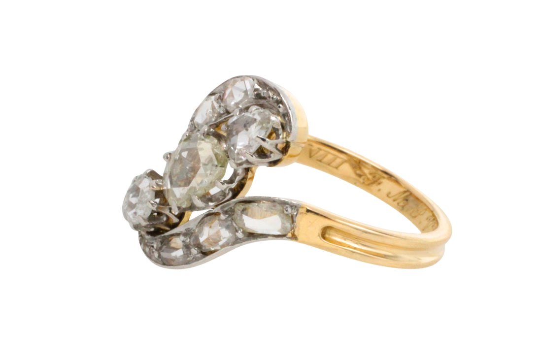 Antique rose diamond swirl ring