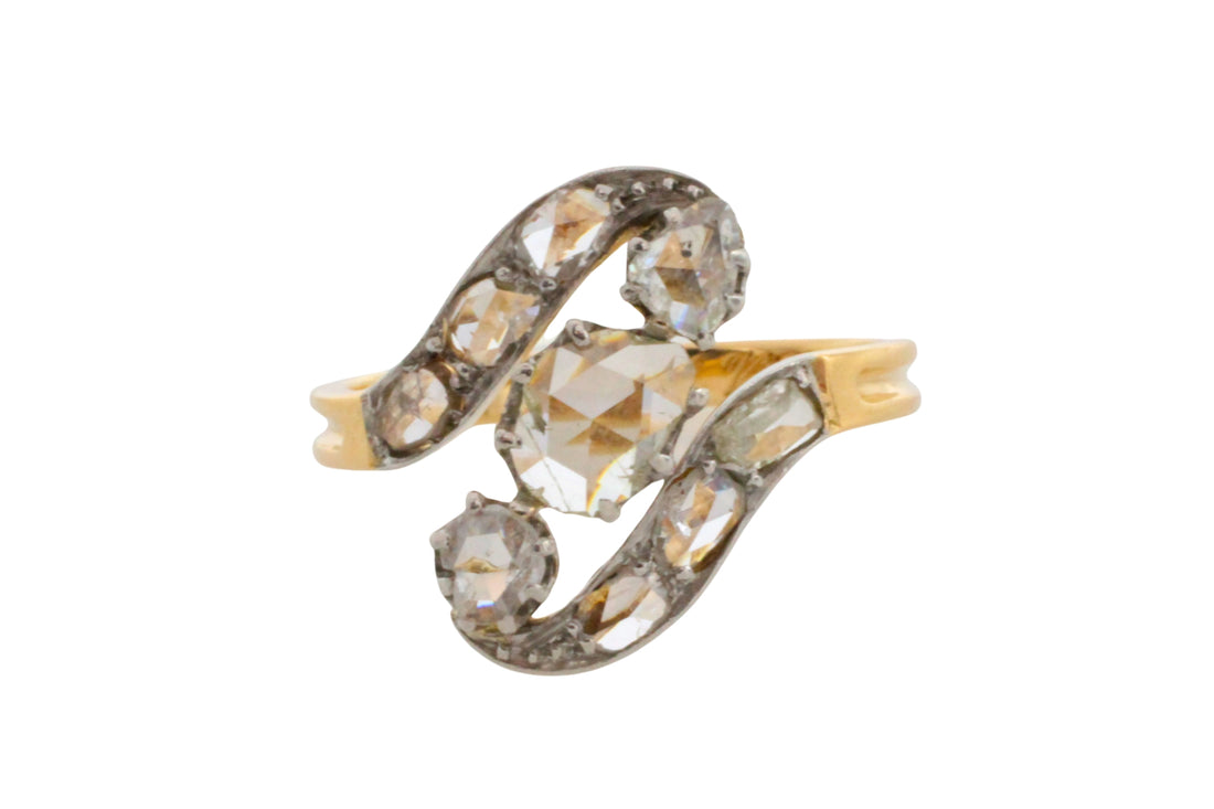 Antique rose diamond swirl ring