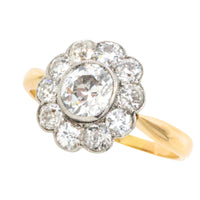 Edwrdian old cut diamond cluster ring in 18 carat gold