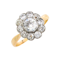 Edwrdian old cut diamond cluster ring in 18 carat gold
