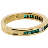Emerald and diamond band in 18 carat gold-wedding rings-The Antique Ring Shop