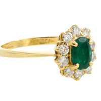 Vintage smaragd en diamanten ring van 18 karaat goud
