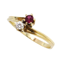 Ruby and diamond Toi et Moi ring