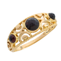 Garnet filigree ring in 14 carat gold-Vintage Rings-The Antique Ring Shop