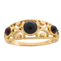 Garnet filigree ring in 14 carat gold-Vintage Rings-The Antique Ring Shop
