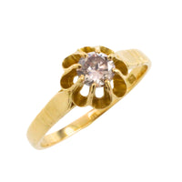 light brown diamond solitaire ring in 20 carat gold-engagement rings-The Antique Ring Shop