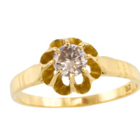 light brown diamond solitaire ring in 20 carat gold-engagement rings-The Antique Ring Shop