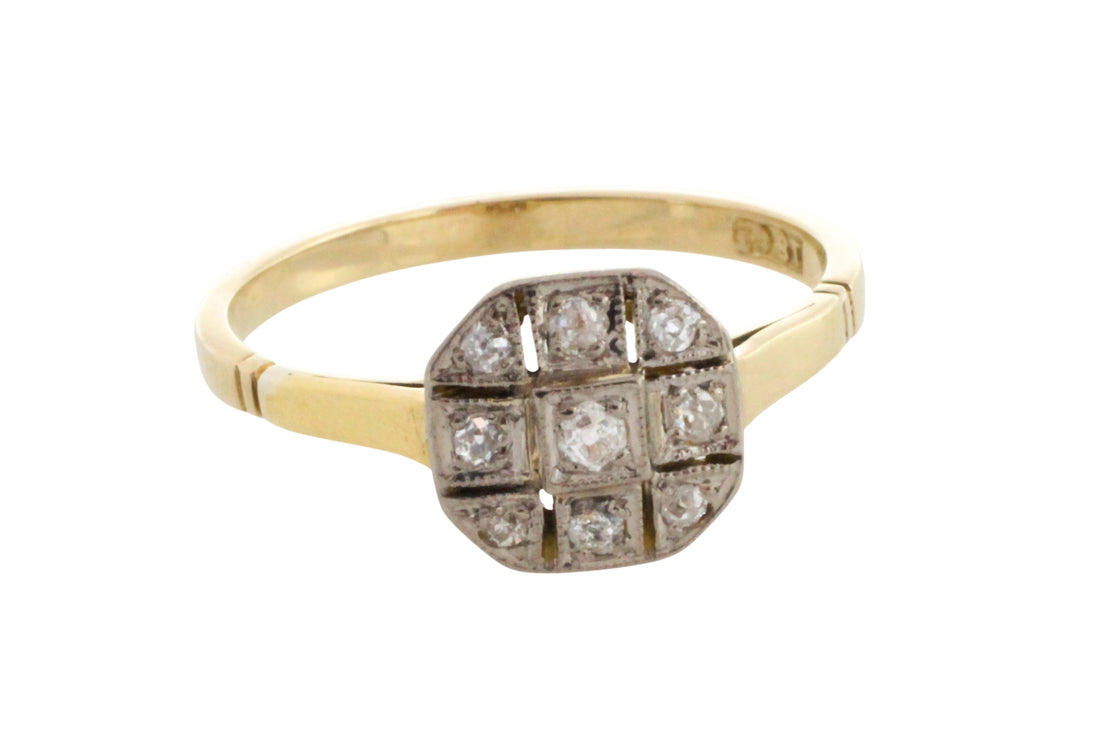 Edwardian 18 carat gold diamond panel ring