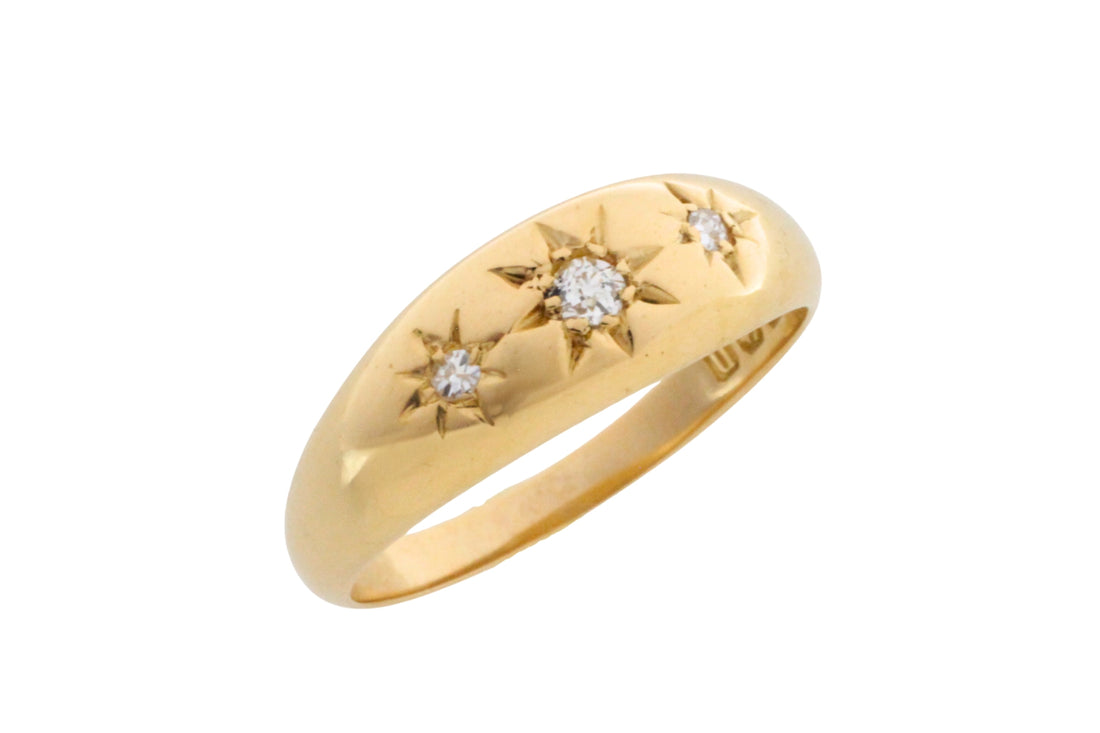 Edwardian old cut diamond gypsy ring from 1912