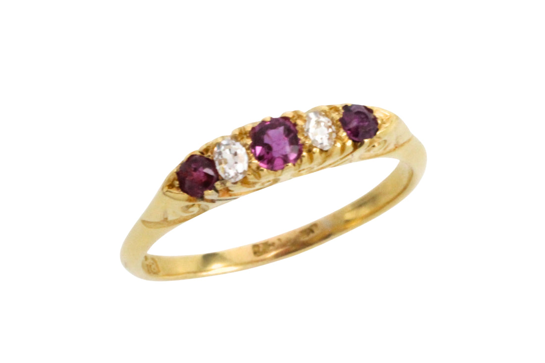 Edwardian ruby and old cut diamond ring-Antique rings-The Antique Ring Shop