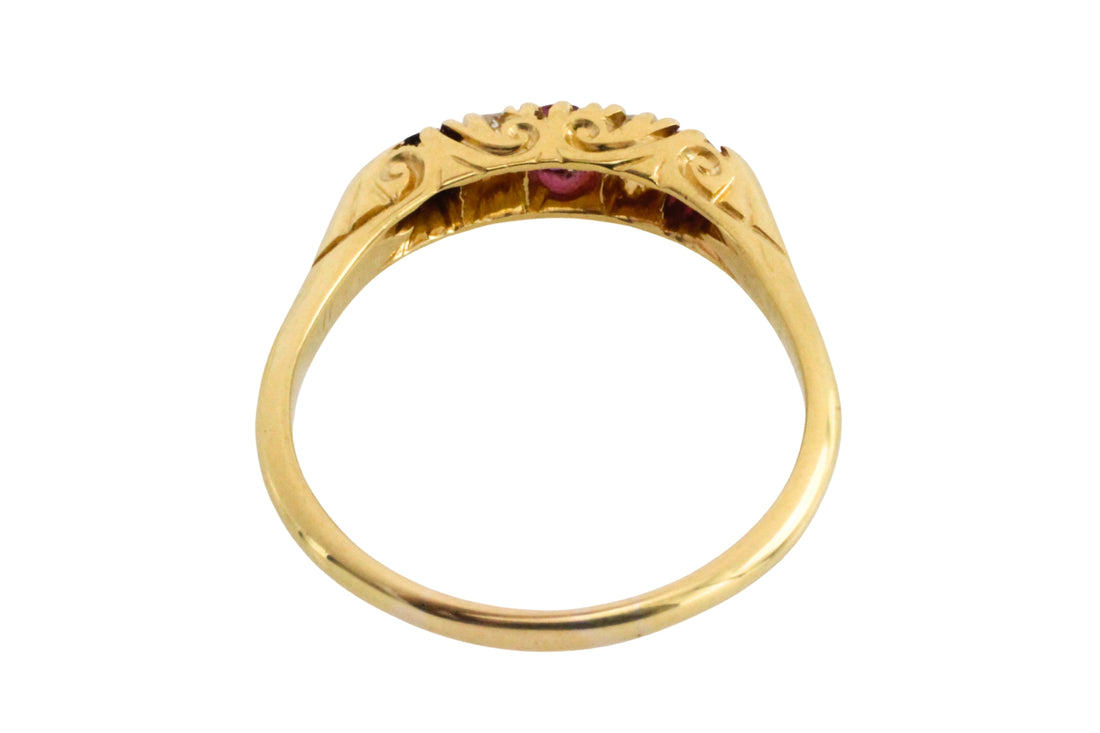 Edwardian ruby and old cut diamond ring-Antique rings-The Antique Ring Shop