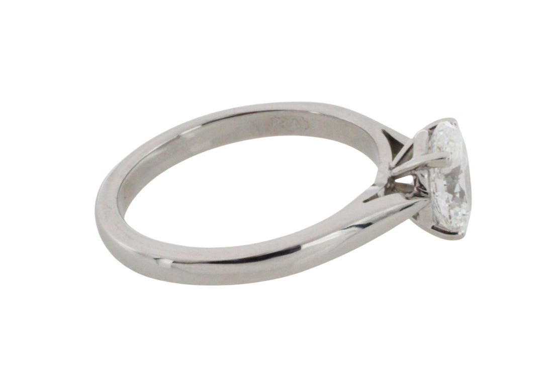 Oval diamond solitairte ring in platinum-engagement rings-The Antique Ring Shop