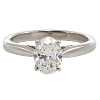 Oval diamond solitairte ring in platinum-engagement rings-The Antique Ring Shop