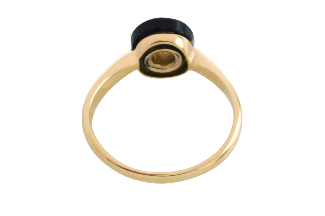 Vintage onyx and old cut diamond solitaire ring
