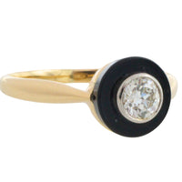 Vintage onyx and old cut diamond solitaire ring