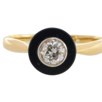 Vintage onyx and old cut diamond solitaire ring
